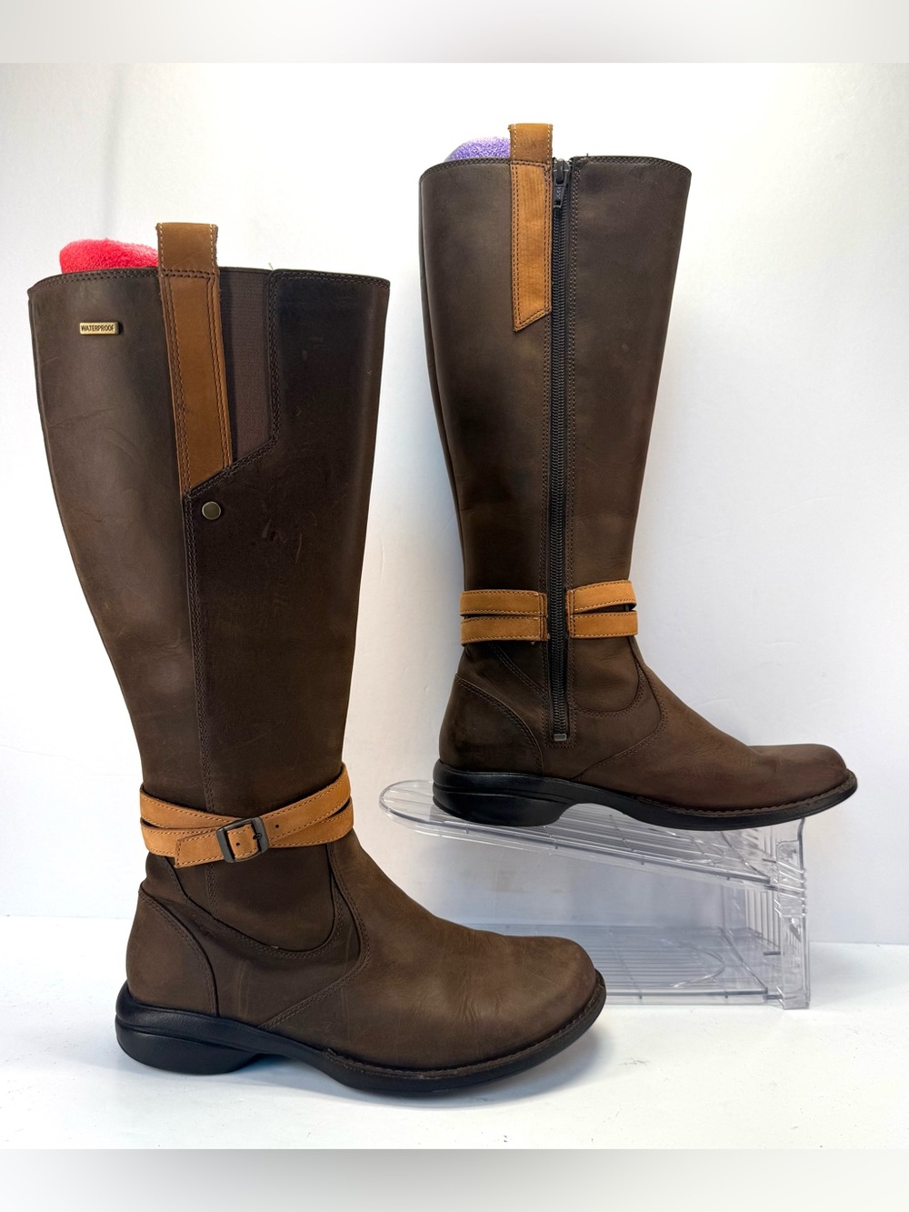 Merrell Captiva Buckle Down waterproof Dark Brown Knee high Leather Boots size 7 - Picture 4 of 14
